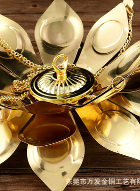 长明寺庙大殿酥油灯黄铜供奉复古