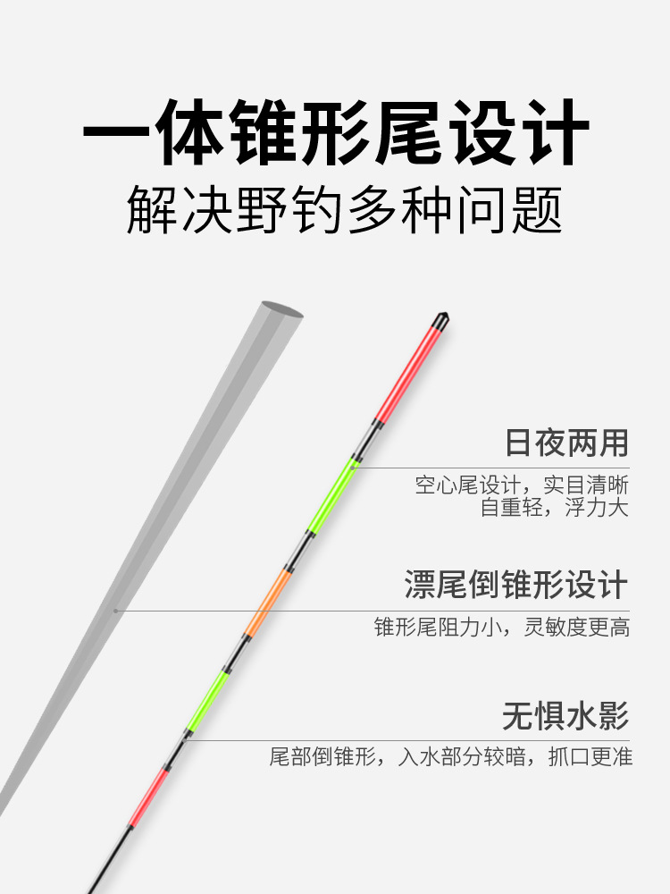 小凤仙倒锥尾日夜两用水无影夜光漂高灵敏醒目加粗纳米电子漂 - 图1