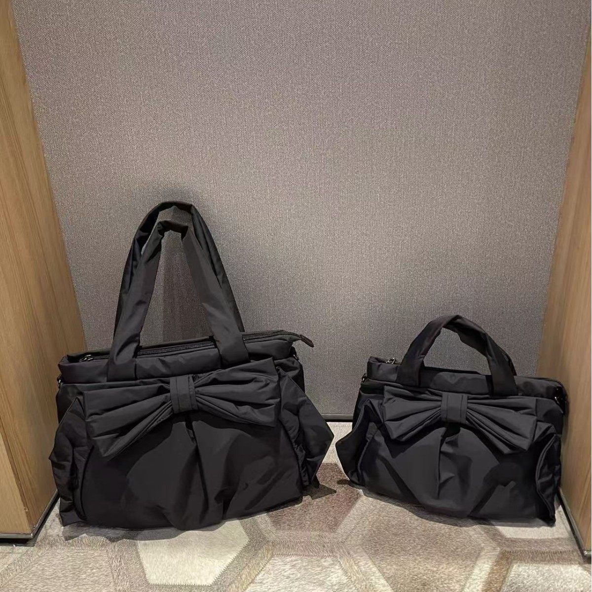 韩国尼龙布蝴蝶结手拎斜挎包女2025新款大容量简约通勤单肩托特包,淘宝优惠券,粉丝福利购,淘宝优惠卷