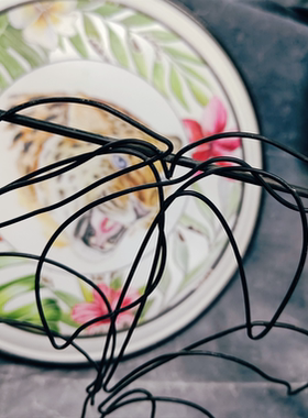 实木底座铁艺花朵装饰摆件首饰架孤品