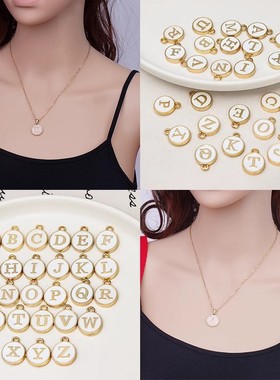 字母项链钛钢圆形ins风