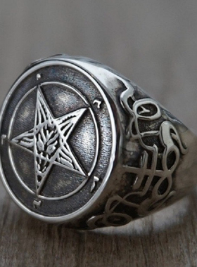 暗黑 SATAN 钛钢 合金 戒指 指环 全场两件包邮 买一赠一