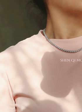 天然淡水无核高亮5A真多麻灰项链