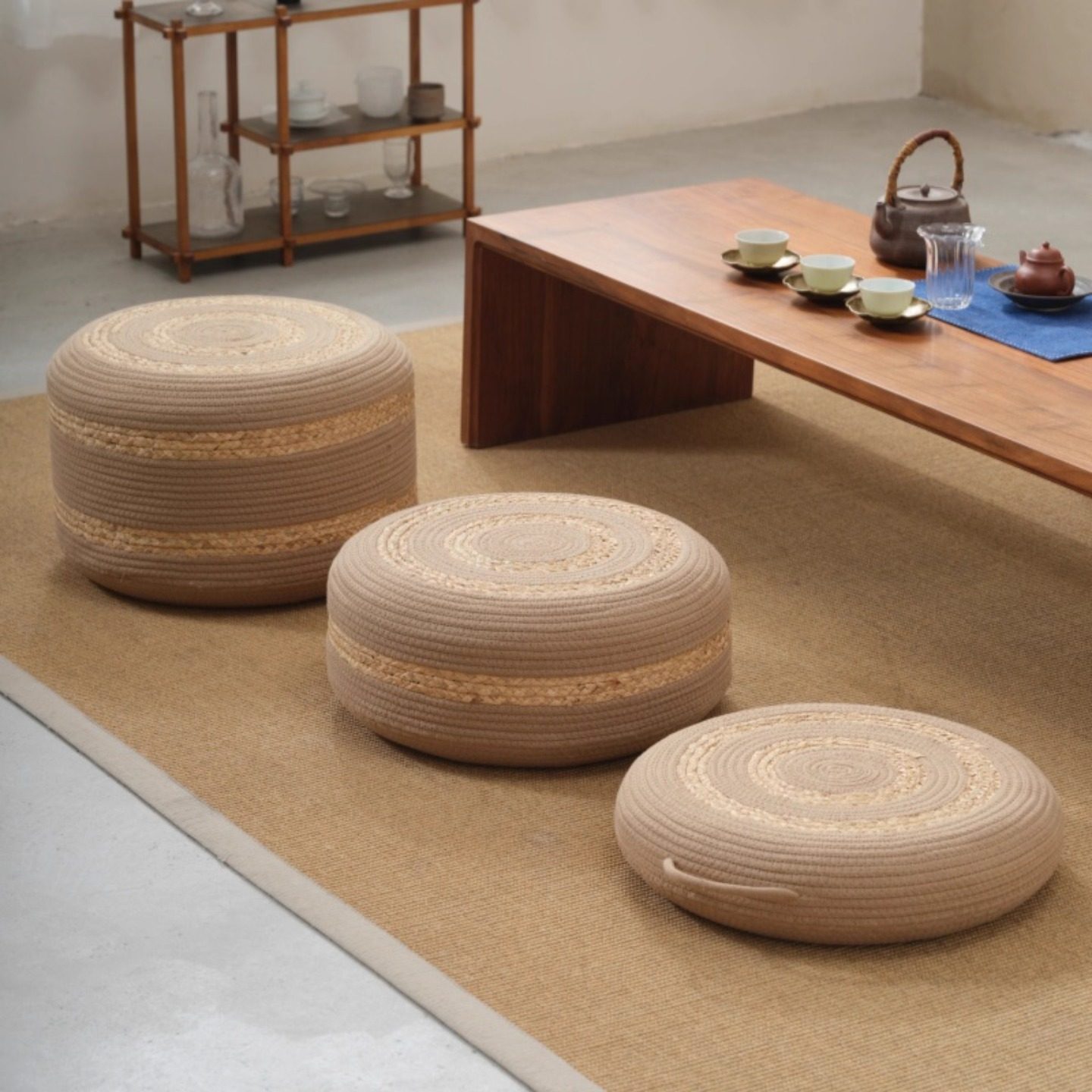 蒲团坐垫家用地上小凳子中古风亚麻绳榻榻米打坐禅修懒人飘窗垫子,淘宝优惠券,粉丝福利购,淘宝优惠卷