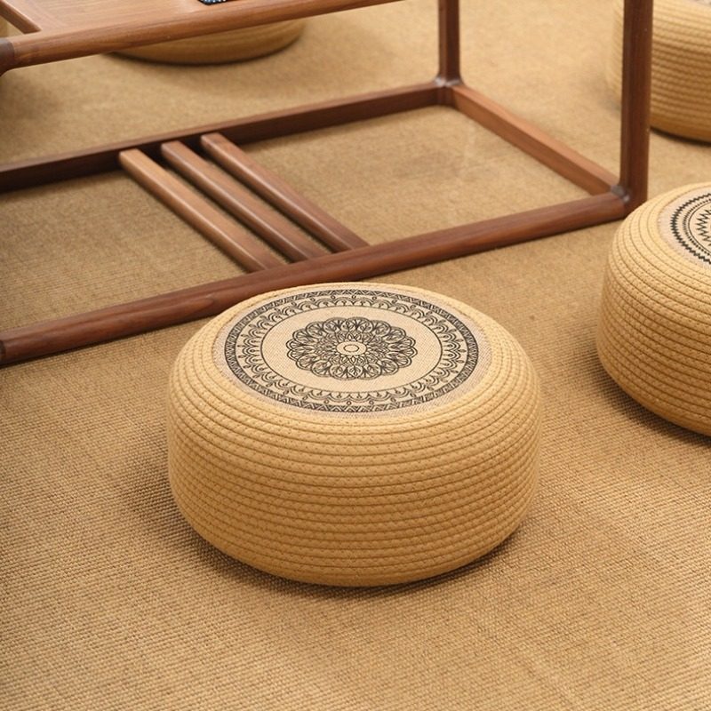 黄棉绳蒲团坐垫家用地上客厅榻榻米垫子加厚飘窗卧室拜佛圆形坐墩,淘宝优惠券,粉丝福利购,淘宝优惠卷