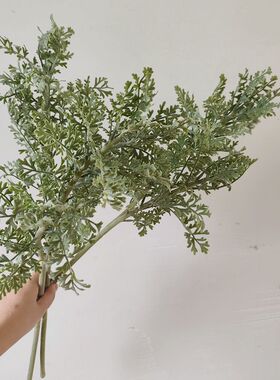 仿真银叶菊 植绒高档叶材 仿真迷迭香 diy仿真花束装饰拍摄道具
