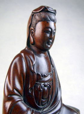 木檀世家桂圆木观世音龙眼木雕 古朴典雅包浆旧货观音雕刻摆件