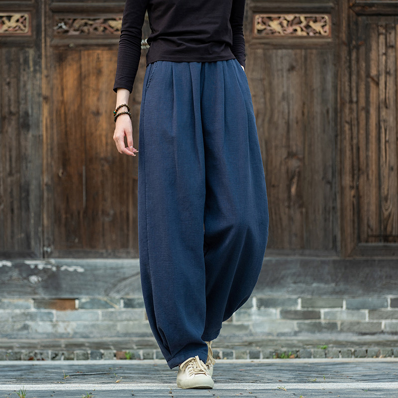 秋冬加绒太极裤女 加厚棉麻太极服装灯笼裤武术裤晨练裤打坐裤,淘宝优惠券,粉丝福利购,淘宝优惠卷