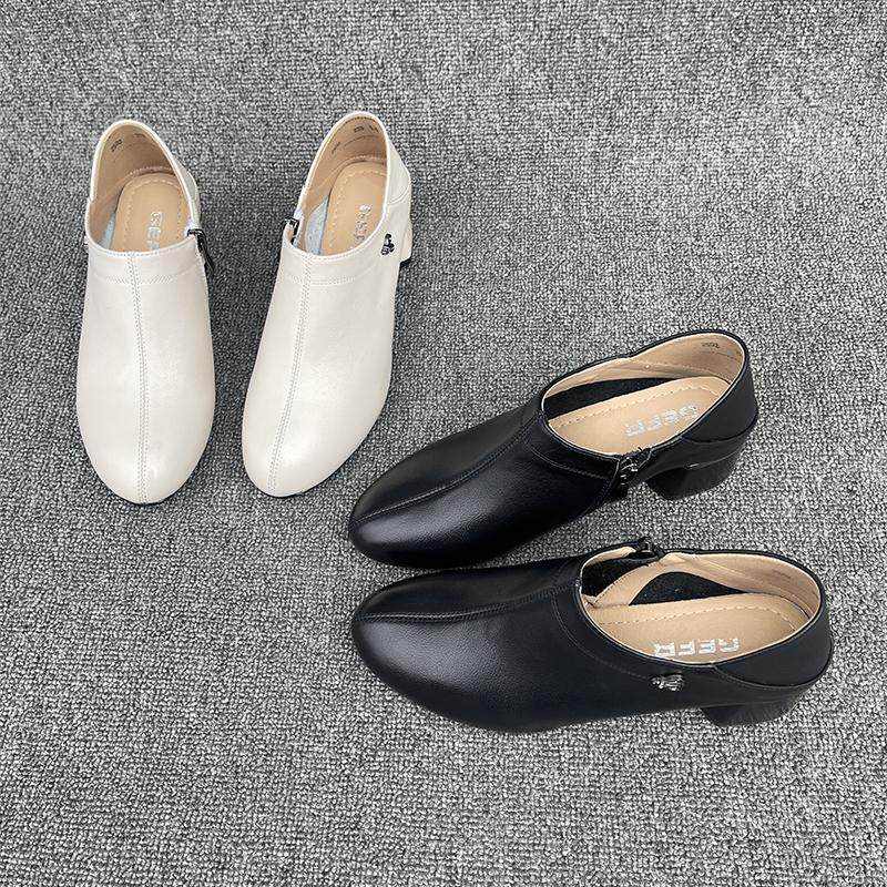 2025秋季新款真皮深口女单鞋中跟软底时尚女鞋百搭女款粗跟小皮鞋,淘宝优惠券,粉丝福利购,淘宝优惠卷