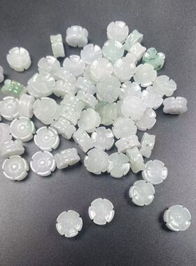 天然翡翠A货双面桃花散珠配件