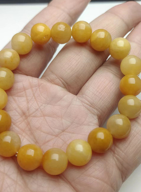 天然黄色金丝玉手链【个别珠微瑕】地摊庙会货源黄龙玉黄蜡石手串