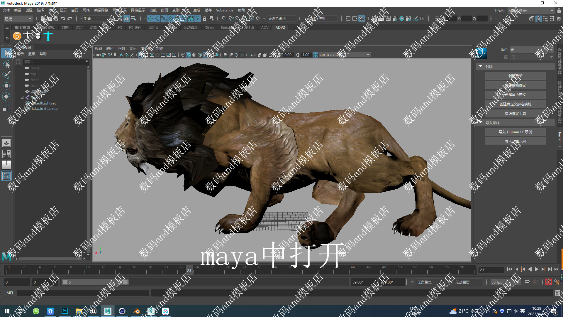 狮子3d模型带动画骨骼绑定objfbxmaya 3dsmax ue4 blende c4d狮子 - 图3