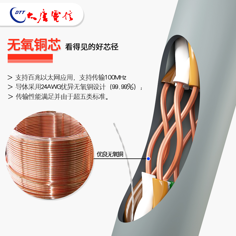 原厂大唐电信超五类网线千兆国标工程纯无氧铜8芯监控 宽带双绞线 - 图1