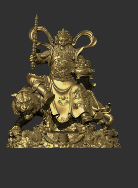 新款赵公明财神爷神像STL模型文件精雕图3D模型可3D打印各种尺寸