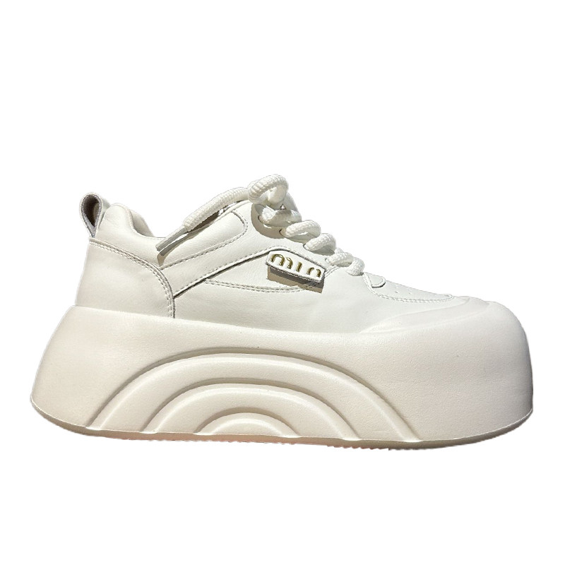 趋势神店~韩版真皮大头丑萌面包小白鞋女板鞋厚底配阔腿裤休闲鞋,淘宝优惠券,粉丝福利购,淘宝优惠卷