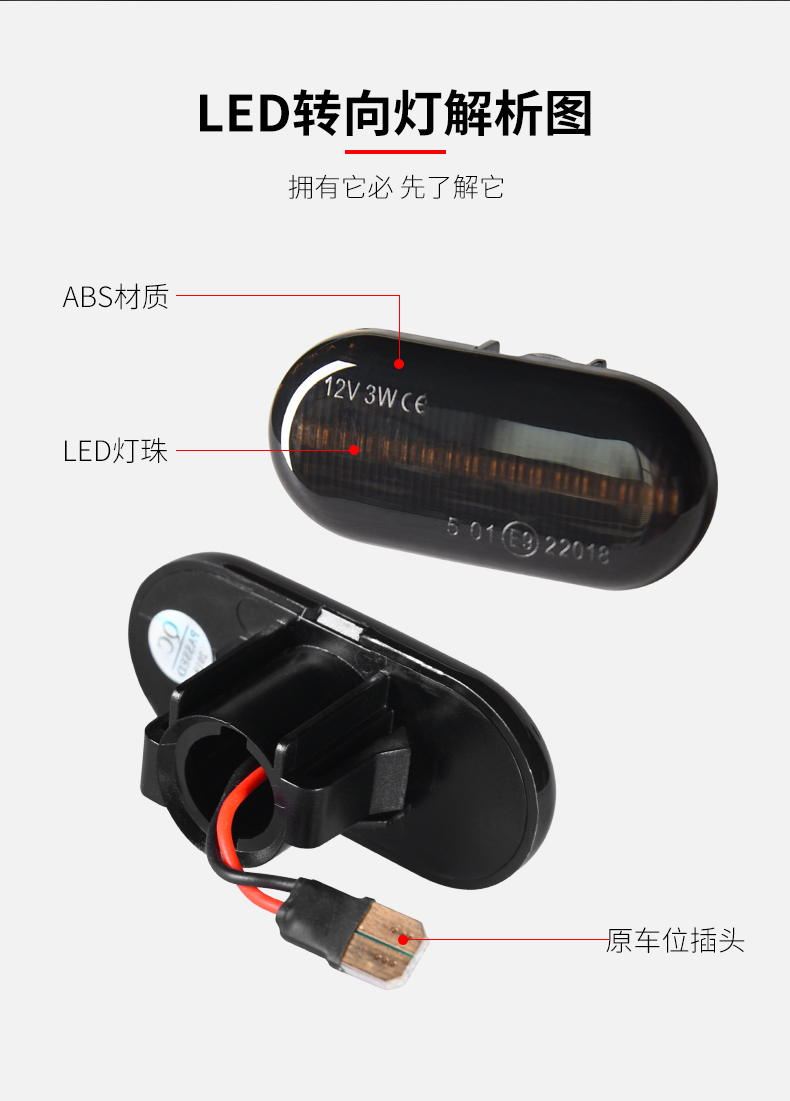 新款老款奔驰smart fortwo Forfour转向灯改装烟熏流光LED转向-图1