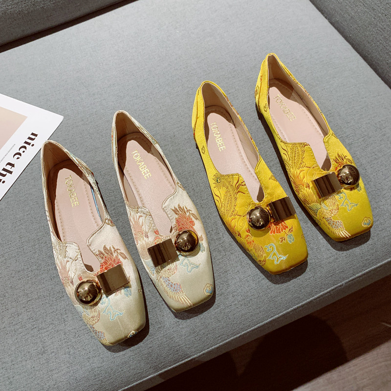乐福鞋女春季中式洋气旗袍鞋子2025新款女式国风刺绣单鞋豆豆鞋,淘宝优惠券,粉丝福利购,淘宝优惠卷
