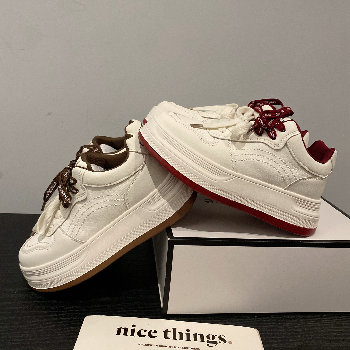 2025年新款英伦风真皮百搭系带小白鞋女松糕厚底圆头休闲板鞋,淘宝优惠券,粉丝福利购,淘宝优惠卷