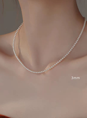 日韩风925纯银小米珠珍珠锁骨链