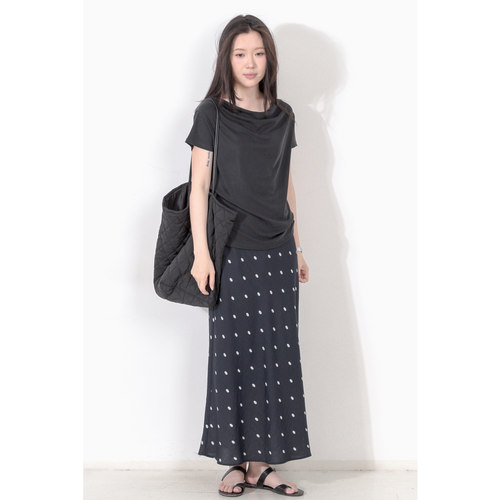 KNgs 复古波点高级感夏季鱼尾裙高腰显瘦垂坠感A字长裙半身裙女 - 图1