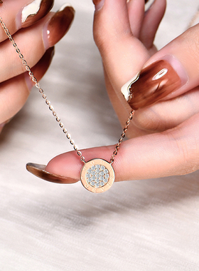 玫瑰金莫桑钻银项链女款2024新款女999纯银正品轻奢小众女士银饰