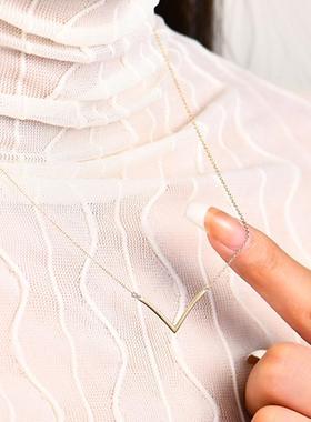 莫桑石高级设计感银女锁骨链