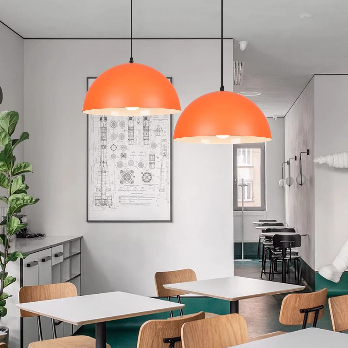 工业风橙色创意锅盖吊灯餐厅卡座餐饮店餐桌火锅店饭店铺商用灯罩,淘宝优惠券,粉丝福利购,淘宝优惠卷