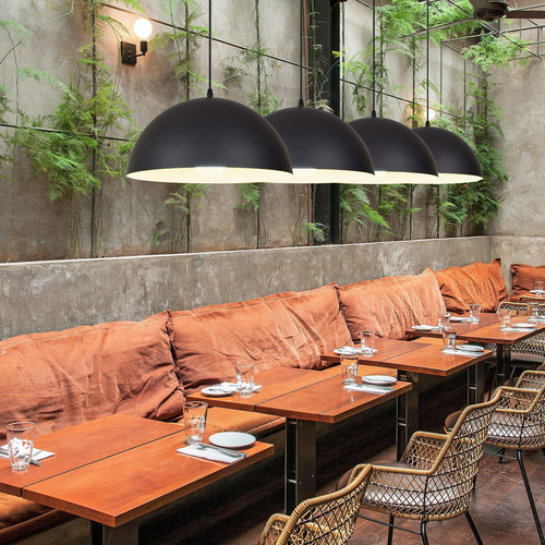 复古工业风餐厅吊灯个性单头吧台火锅店餐饮店铺商用黑白装饰灯具 - 图3