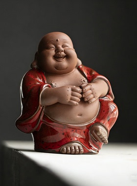 五佛弥勒茶宠摆件大肚弥勒佛