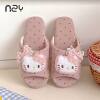 2026 New KT Cat Polka Dot Fabric Slippers Women's Home Soft Sole Non-Slip Silent Comfort Four Seasons One-Word Floor Shoes