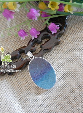 手工925银元钧窑变红斑老瓷吊坠