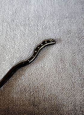 大漆器技艺 纯手工双面螺钿 简约中式高级感百搭 黑檀木盘发簪子
