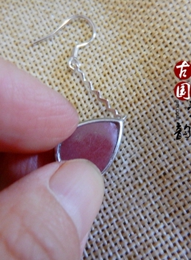 925纯银清代老瓷古瓷耳环民族风