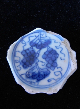 手工925纯银镶嵌 大清康熙年制 青花底款古瓷老瓷片首饰 男女戒指