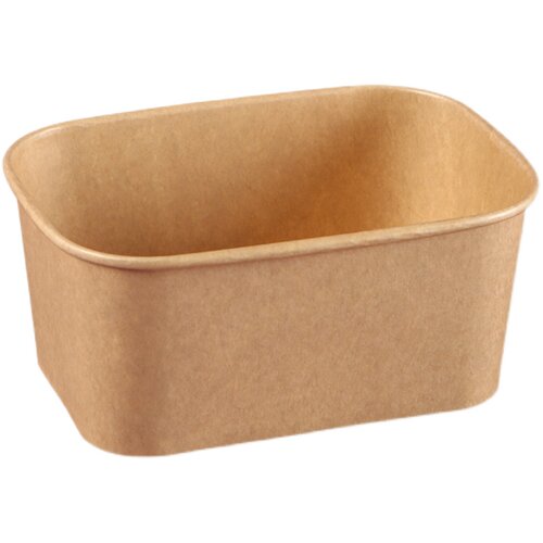 一次性餐盒牛皮纸饭盒方形外卖打包盒便当沙拉碗650春游野餐盒 - 图3