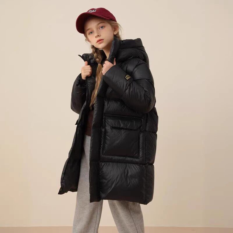 雪中飞黑曜石系列25冬新款男女童款鹅绒童装羽绒服长款加厚极寒