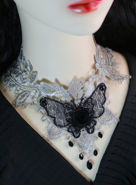 复古镂空黑色蕾丝颈饰遮盖伤疤项链颈带领子疤痕锁骨可爱颈链