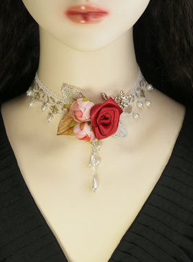 艾米仿珍珠蕾丝女洛丽塔颈链复古