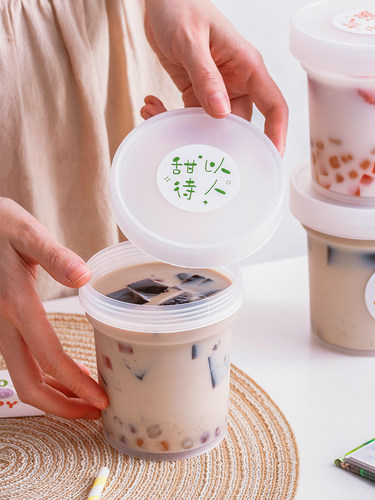 网红冰淇淋杯带盖家用酸奶塑料罐果冻双皮奶布丁盒一次性装奶冻杯 - 图2