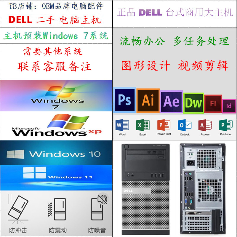 原装戴尔DELL 9020MT 商用四核 i3 i5 i7家用办公电脑主机 准系统 - 图3