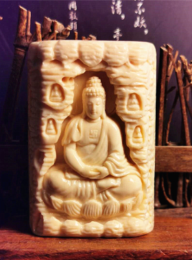 猛犸象牙手工雕刻定做守护神吊坠