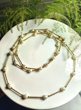 时尚高级轻奢 天然淡水珍珠满天星珍珠项链精致4-5mm毛衣链送闺蜜