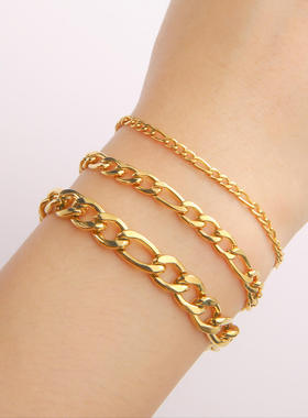 钛钢跨境欧美金个性风潮简手链