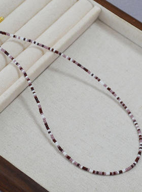 日本御幸复古豆沙红拼色米珠手工