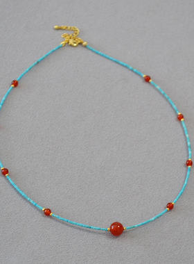 国潮新中式小众设计复古绿松石管