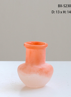 美式手工复古风不规则卷口渐变磨砂花瓶客厅餐桌电视柜家居品批发