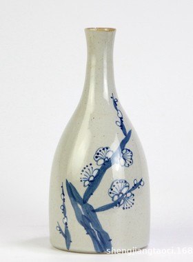 景德镇纯手工陶瓷中式青花小插花瓶陶泥手绘仿古民窑客厅摆件花器