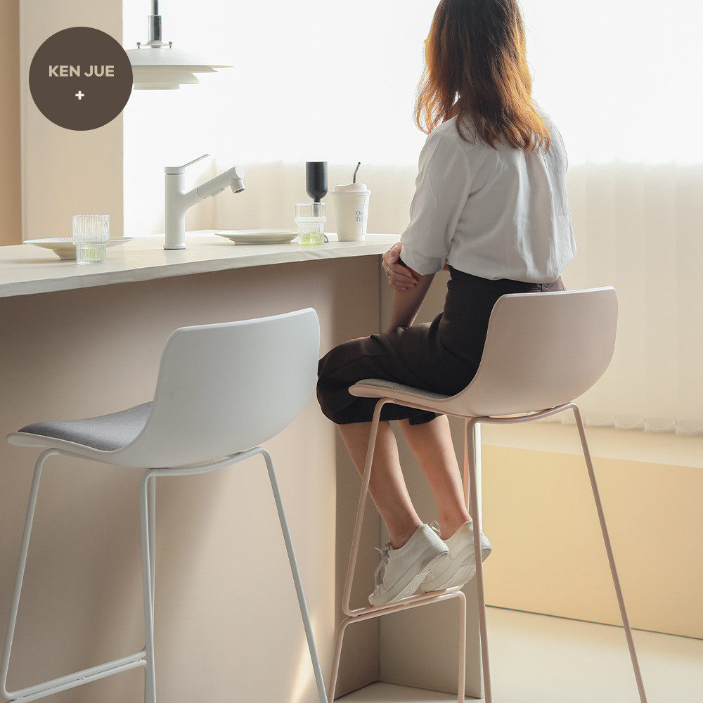 奶油风椅靠背高脚凳前台久坐舒服家用小户型办公室茶水间休闲椅子,淘宝优惠券,粉丝福利购,淘宝优惠卷