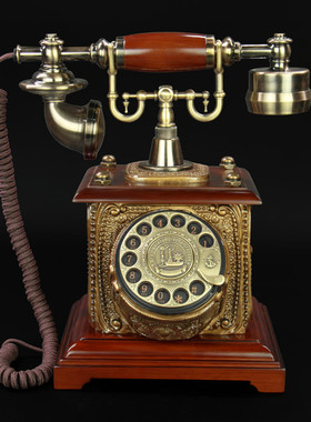 masefiel欧式仿古式实木工艺复古老式电话座机插卡无线家用创意