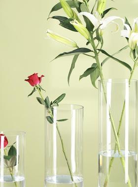 花瓶摆件客厅插花透明玻璃大北欧创意简约富贵竹大号直筒水竹落地